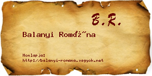 Balanyi Romána névjegykártya